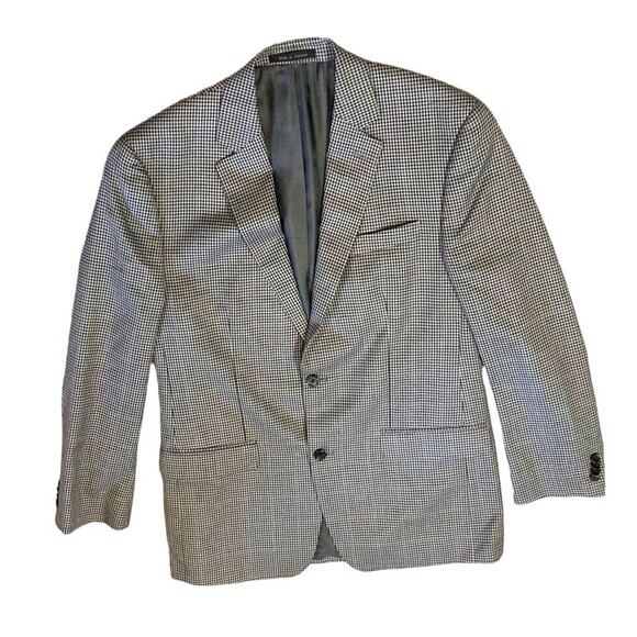 Michael Kors 40 L sport suit jacket blazer gingham black check Macy's Men Store - Picture 4 of 16